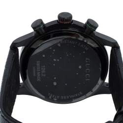 مملوكة مسبقًا ساعة يد رجالية غوتشي "جي-تايمليس واي ايه126244" ستانلس ستيل پي ڨي دي أسود 44 مم