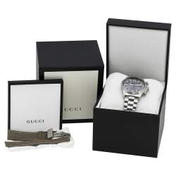 Pre Owned Gucci Grey Stainless Steel G-Timeless YA126248 Men's Wristwatch 44 mm