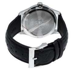 Pre Owned Gucci Black Stainless Steel Leather G-Timeless YA1264031 Men's Wristwatch 38 mm