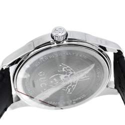 Pre Owned Gucci Black Stainless Steel Leather G-Timeless YA1264031 Men's Wristwatch 38 mm