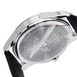 Pre Owned Gucci Black Stainless Steel Leather G-Timeless YA1264031 Men's Wristwatch 38 mm