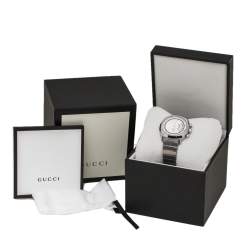 Pre Owned Gucci SIlver Stainless Steel Grip YA157302 Men's Wristwatch 40 mm