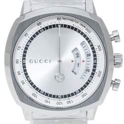 Pre Owned Gucci SIlver Stainless Steel Grip YA157302 Men's Wristwatch 40 mm