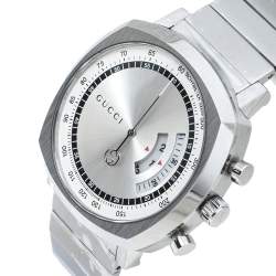 Pre Owned Gucci SIlver Stainless Steel Grip YA157302 Men's Wristwatch 40 mm
