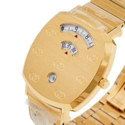 Pre Owned Gucci Yellow Gold PVD Stainless Steel Grip YA157409 Men's Wristwatch 38 mm