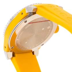 Pre Owned Gucci Yellow Stainless Steel Rubber Tiger Motif Dive YA136317 Men's Wristwatch 40 mm