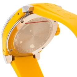 Pre Owned Gucci Yellow Stainless Steel Rubber Tiger Motif Dive YA136317 Men's Wristwatch 40 mm