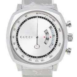 Gucci Silver Stainless Steel Grip YA157302 Men's Wristwatch 40 mm