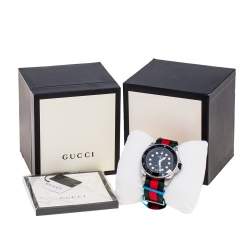 Pre Owned Gucci  Black Stainless Steel Nylon Dive YA136209 Men's Wristwatch 45 mm