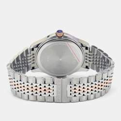 Gucci Black Two Tone Stainless Steel G-Timeless YA126410 Men's Wristwatch 38 mm