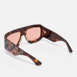 Gucci Tortoise GG0983S GG Crystals Mask Sunglasses