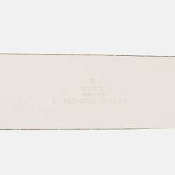 Pre Owned Gucci White Guccissima Leather Buckle Belt 90 CM