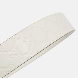 Pre Owned Gucci White Guccissima Leather Buckle Belt 90 CM