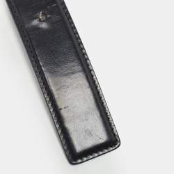 Pre Owned Gucci Black/Brown Leather G Square Buckle Reversible Belt 85 CM