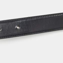Pre Owned Gucci Black/Brown Leather G Square Buckle Reversible Belt 85 CM