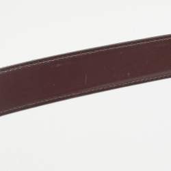 Pre Owned Gucci Black/Brown Leather G Square Buckle Reversible Belt 85 CM