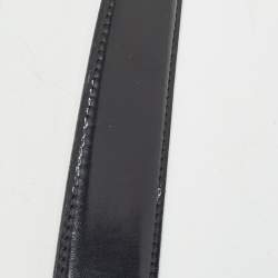 Pre Owned Gucci Black/Brown Leather G Square Buckle Reversible Belt 85 CM