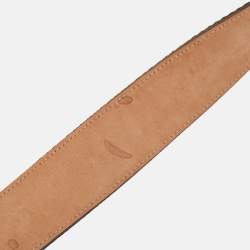 Pre Owned Gucci White Web Canvas and Leather Interlocking G Buckle Belt 95CM