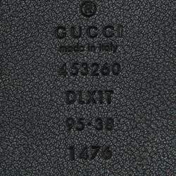 Pre Owned Gucci Black Leather GG Marmont Pearl Embellished Buckle Belt 95CM