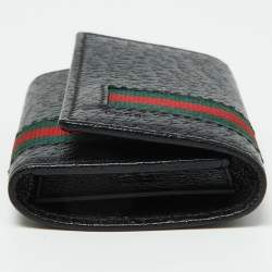 Pre Owned Gucci Black Leather Web 6 Key Case Holder