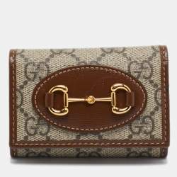 Pre Owned Gucci Beige/Ebony GG Supreme Canvas and Leather Horsebit Key Case