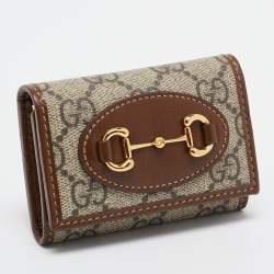 Pre Owned Gucci Beige/Ebony GG Supreme Canvas and Leather Horsebit Key Case