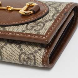 Pre Owned Gucci Beige/Ebony GG Supreme Canvas and Leather Horsebit Key Case