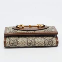 Pre Owned Gucci Beige/Ebony GG Supreme Canvas and Leather Horsebit Key Case