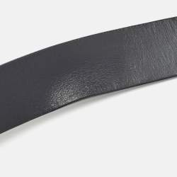 Pre Owned Gucci Black Leather Interlocking G Buckle Belt 100CM