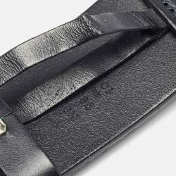 Pre Owned Gucci Black Leather Interlocking G Buckle Belt 100CM