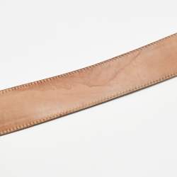 Pre Owned Gucci Brown Web Canvas and Leather Interlocking G Buckle Belt 95CM