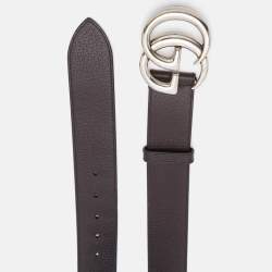Pre Owned Gucci Brown Leather Double G Buckle Belt 100 CM