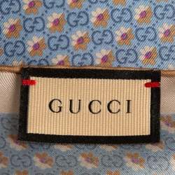 Gucci Blue GG and Floral Print Silk Pocket Square 