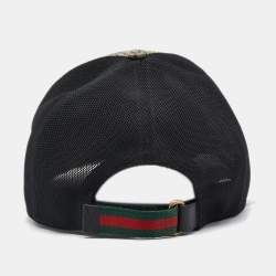 Gucci Beige Bee Print GG Supreme Canvas Baseball Hat L