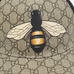 Gucci Beige Bee Print GG Supreme Canvas Baseball Hat L