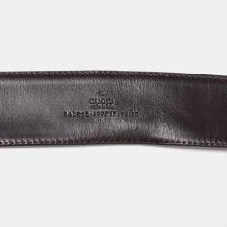 Pre Owned Gucci Brown Web Canvas and Leather Interlocking GG Buckle Belt 95CM