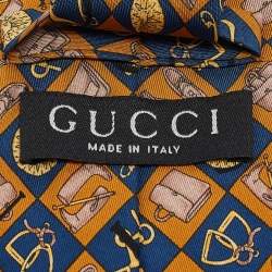Gucci Yellow Printed Silk Traditional Tie