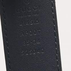 مملوكة مسبقًا Gucci Navy Blue Leather GG Marmont Slim Belt 85 CM