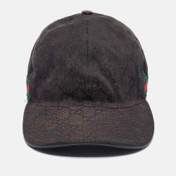 Gucci Black Web Striped GG Canvas Baseball Cap M