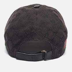 Gucci Black Web Striped GG Canvas Baseball Cap M