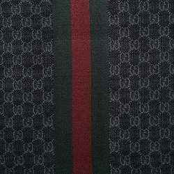 Gucci Grey Web Striped GG Jacquard Wool Scarf