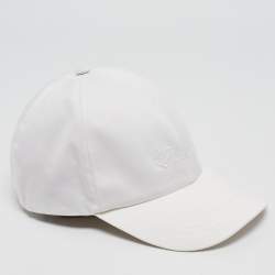 Pre Owned Gucci White Logo Embroidered Cotton Baseball Cap 