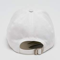 Pre Owned Gucci White Logo Embroidered Cotton Baseball Cap 