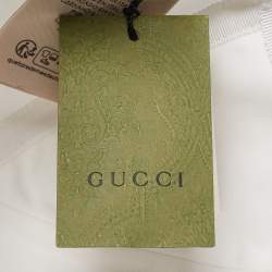 Pre Owned Gucci White Logo Embroidered Cotton Baseball Cap 