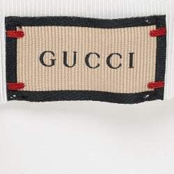 Pre Owned Gucci White Logo Embroidered Cotton Baseball Cap 