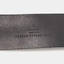 Pre Owned Gucci Black Leather Interlocking G Belt 95CM