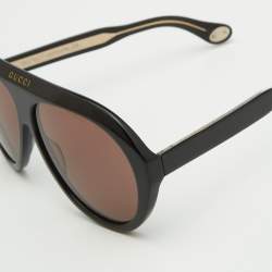 Pre Owned Gucci Black Gradient GG0479S Double G Navigator Aviator Sunglasses
