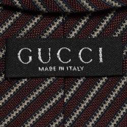 Pre Owned Gucci Vintage Black/Maroon Diagonal Striped Silk Traditional Tie 