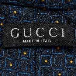 مملوكة مسبقًا Gucci Vintage Blue G Jacquard Silk Traditional Tie 