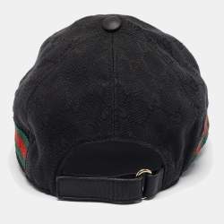 Pre Owned Gucci Black Original GG Canvas With Web Baseball Cap S